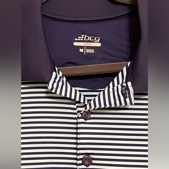 Mens BCG blue striped golf polo. Medium. Excellent used condition - Picture 4 of 4